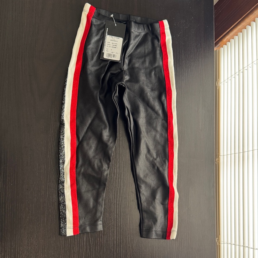 Flowers by Zoe Black Leggings with Red and White Accents